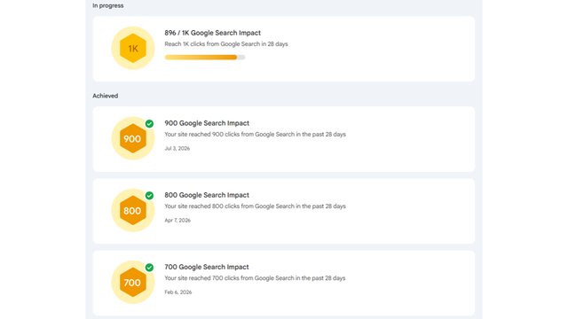 Google Search Console постижения за Horos 5 – достигане на 900 клика